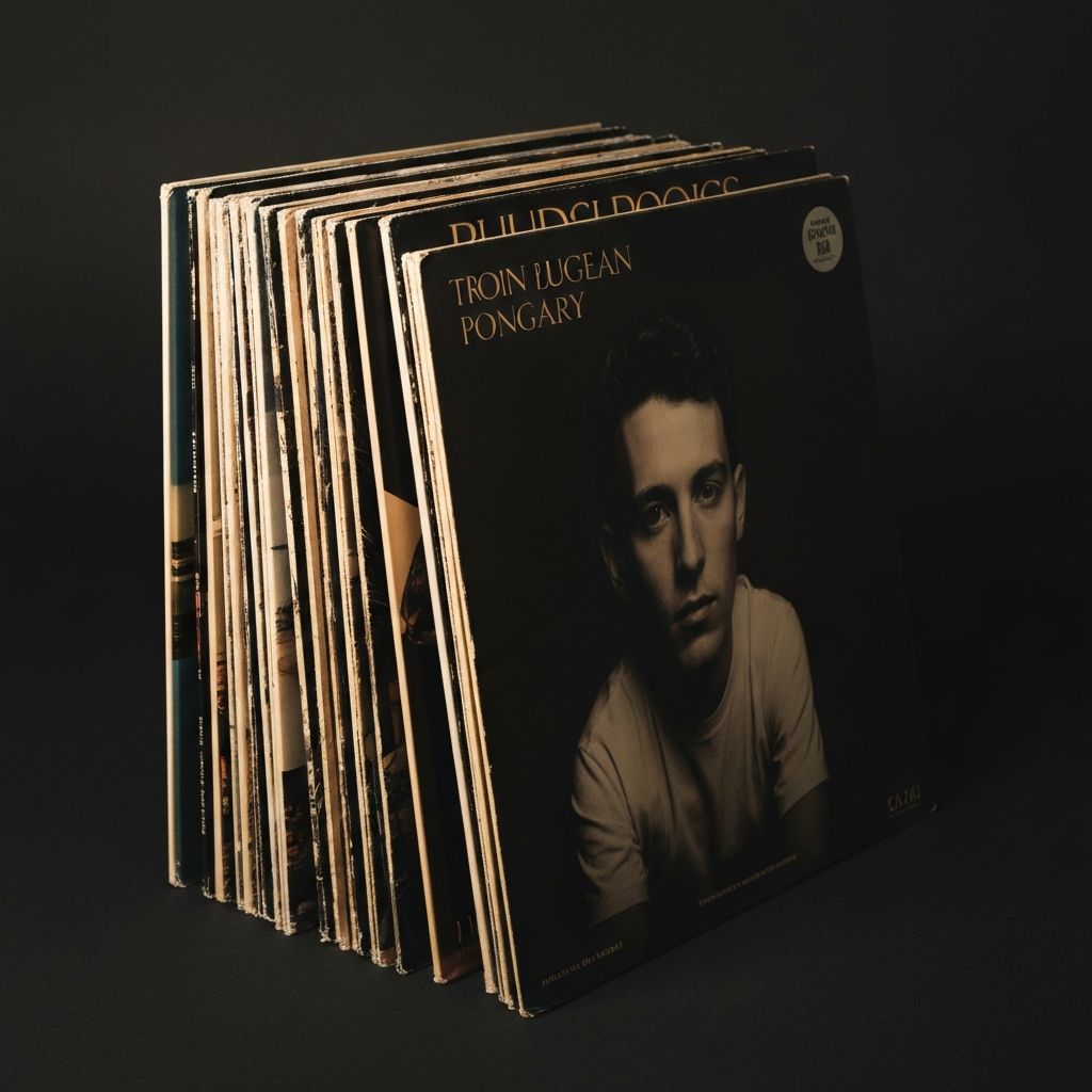 Drei sorgfältig ausgewählte Schallplatten mit verschiedenen Coverdesigns